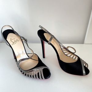 Christian Louboutin SCOUBRIDOU 120 SATIN/SPECC/GLITTER MINI 41.5